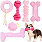Puppy Toys, 6 Pack Dog Chew Toys for Puppy Teething Cute Pink Dog Toys for Small Breed Puppies Teething Toys for Cleaning Teeth Outdoor Interactive Pet Toys Soft Durable Puppy Chew Toys for Small Dogs