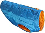 Kurgo Loft Dog Jacket - Reversible Fleece Winter Coat - Cold Weather Protection - Wear With Harness Or Additional Layers - Reflective Accents, Leash Access, Water Resistant - Coastal Blue/Orange, M