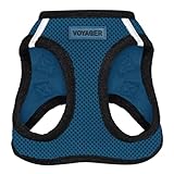 Best Pet Supplies - All Weather Mesh / Plush, Reflective, No Pull Harness for Small, Medium Dogs, Cats - Secure with Hook & Loop Fastener, Buckle, Double D-Rings - Blue/Black Trim, S