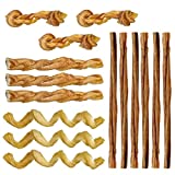 Mini Bully Stick Variety Pack - 15 Low-Odor Bully Sticks for Toy Breeds & Small Dogs, Best Beef Pizzle Stix Dog Treats, & Natural Dental Dog Chews: Straight, Steer, Spring, Braid, & Barbell