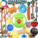 Aipper Dog Puppy Toys 20 Pack, Puppy Chew Toys for Fun and Teeth Cleaning, Dog Squeak Toys, IQ Treat Ball, Tug of War Toys, Puppy Teething Toys, Dog rope toys pack for Medium to Small Dogs